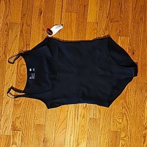 XL Empetua black open bust bodysuit